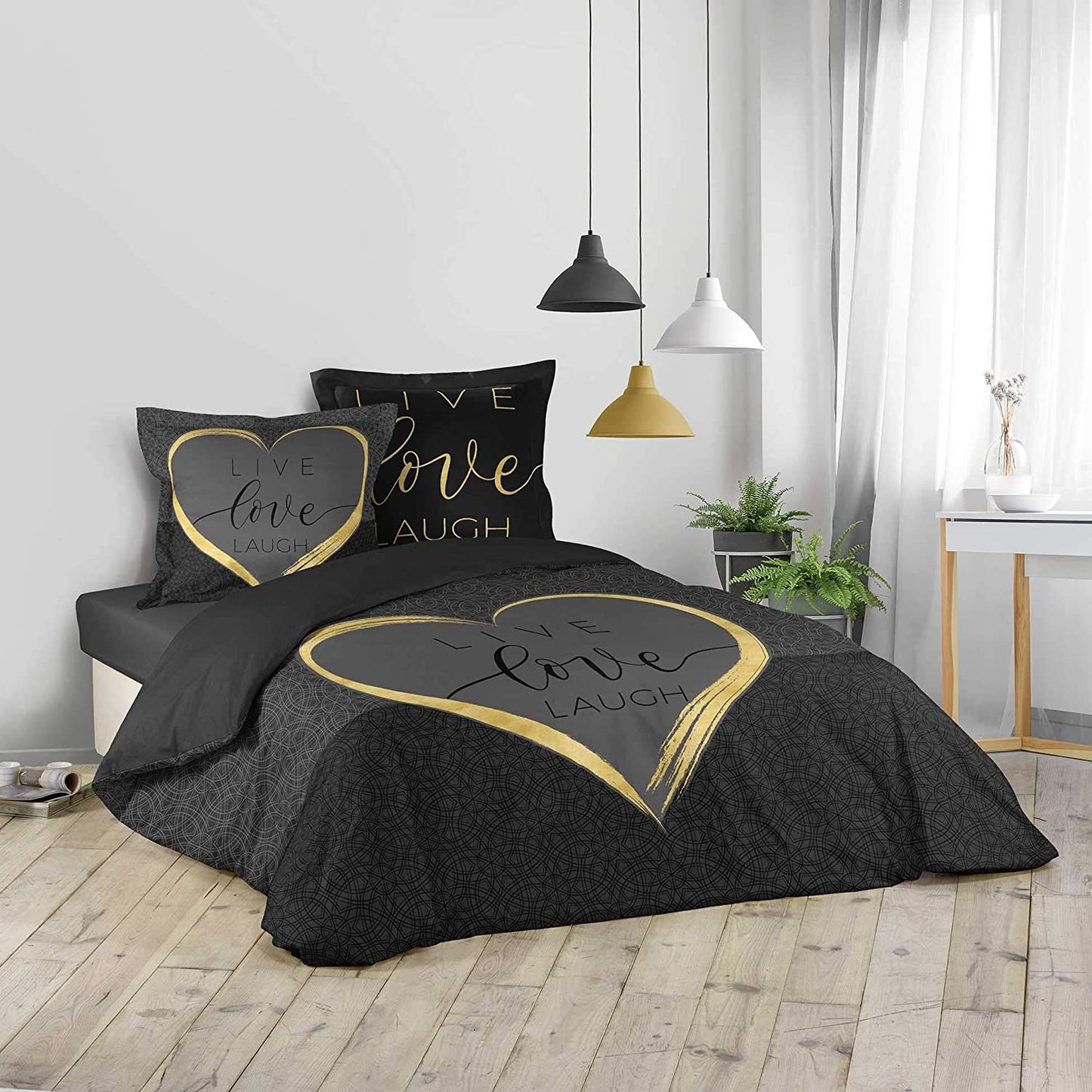 Copripiumino “CUORE DARK” (+2 federe decorative) - BIONDI HOME